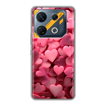 Силиконовый чехол на Infinix GT 10 Pro с принтом розовые сердечки