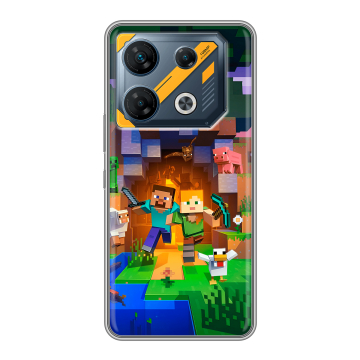 Силиконовый чехол на Infinix GT 10 Pro с принтом Майнкрафт Minecraft Силиконовый чехол на Infinix GT 10 Pro с принтом Майнкрафт Minecraft