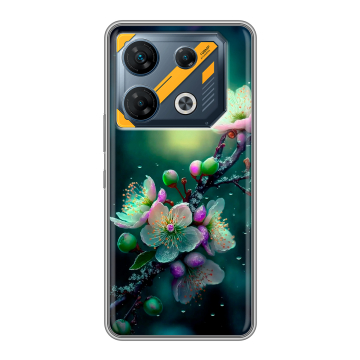 Силиконовый чехол на Infinix GT 10 Pro с принтом Цветы и мрамор