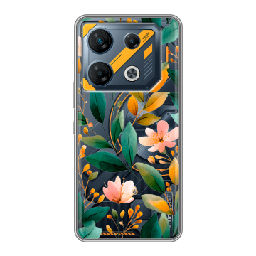 Силиконовый чехол на Infinix GT 10 Pro с принтом Цветы паттерн Силиконовый чехол на Infinix GT 10 Pro с принтом Цветы паттерн