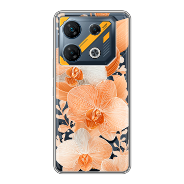 Силиконовый чехол на Infinix GT 10 Pro с принтом Бежевые цветы Силиконовый чехол на Infinix GT 10 Pro с принтом Бежевые цветы