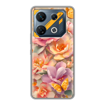 Силиконовый чехол на Infinix GT 10 Pro с принтом Цветы и бабочки Силиконовый чехол на Infinix GT 10 Pro с принтом Цветы и бабочки