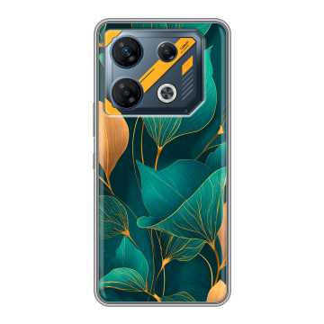 Силиконовый чехол на Infinix GT 10 Pro с принтом Листья и золото Силиконовый чехол на Infinix GT 10 Pro с принтом Листья и золото
