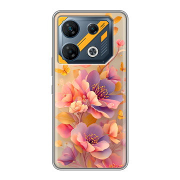Силиконовый чехол на Infinix GT 10 Pro с принтом Цветы и бабочки Силиконовый чехол на Infinix GT 10 Pro с принтом Цветы и бабочки