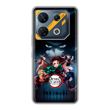 Силиконовый чехол на Infinix GT 10 Pro с принтом Demon Slayer Клинок рассекающий демонов