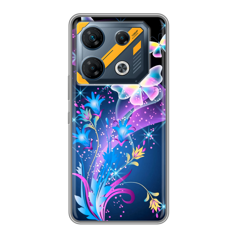 Силиконовый чехол на Infinix GT 10 Pro с принтом Бабочки Силиконовый чехол на Infinix GT 10 Pro с принтом Бабочки