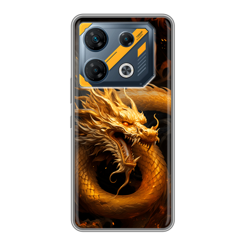 Силиконовый чехол на Infinix GT 10 Pro с принтом Золотой дракон Силиконовый чехол на Infinix GT 10 Pro с принтом Золотой дракон