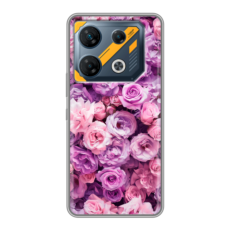 Силиконовый чехол на Infinix GT 10 Pro с принтом лавандовые розы Силиконовый чехол на Infinix GT 10 Pro с принтом лавандовые розы