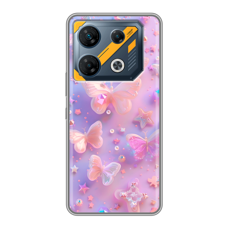 Силиконовый чехол на Infinix GT 10 Pro с принтом Бабочки Силиконовый чехол на Infinix GT 10 Pro с принтом Бабочки