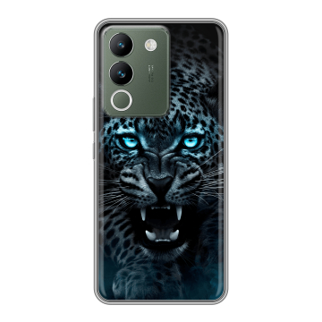Силиконовый чехол на Vivo V29e с принтом Темный леопард Силиконовый чехол на Vivo V29e с принтом Темный леопард