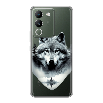 Силиконовый чехол на Vivo V29e с принтом Волк в лесу