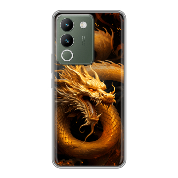 Силиконовый чехол на Vivo V29e с принтом Золотой дракон Силиконовый чехол на Vivo V29e с принтом Золотой дракон
