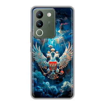 Силиконовый чехол на Vivo V29e с принтом Герб флаг России