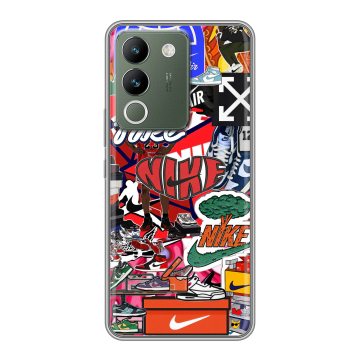 Силиконовый чехол на Vivo V29e с принтом Найк Nike яркий
