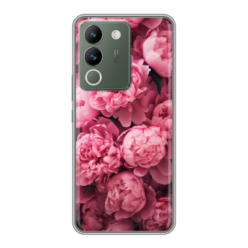 Силиконовый чехол на Vivo V29e с принтом цветы пионы