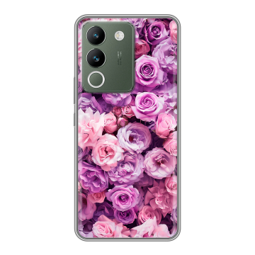 Силиконовый чехол на Vivo V29e с принтом лавандовые розы