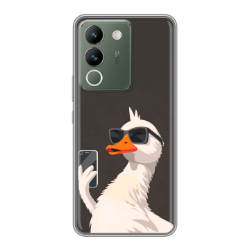 Силиконовый чехол на Vivo V29e с принтом утка в очках