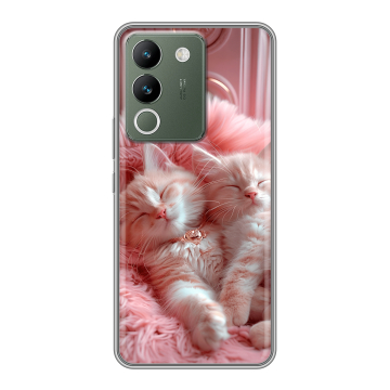 Силиконовый чехол на Vivo V29e с принтом котята котики Силиконовый чехол на Vivo V29e с принтом котята котики