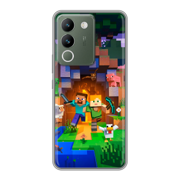 Силиконовый чехол на Vivo V29e с принтом Майнкрафт Minecraft Силиконовый чехол на Vivo V29e с принтом Майнкрафт Minecraft