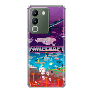 Силиконовый чехол на Vivo V29e с принтом Майнкрафт Minecraft