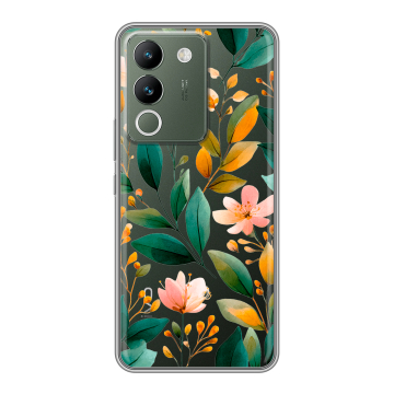 Силиконовый чехол на Vivo V29e с принтом Цветы паттерн