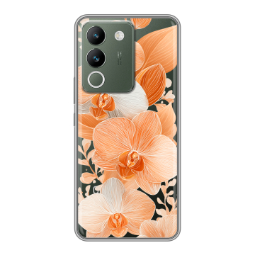 Силиконовый чехол на Vivo V29e с принтом Бежевые цветы