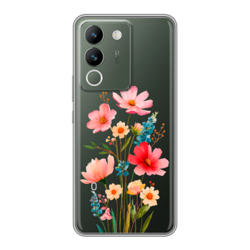 Силиконовый чехол на Vivo V29e с принтом Цветы