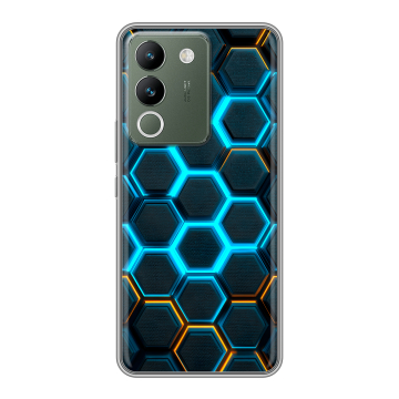Силиконовый чехол на Vivo V29e с принтом Неоновые соты