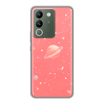Силиконовый чехол на Vivo V29e с принтом Розовый космос