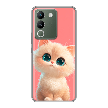 Силиконовый чехол на Vivo V29e с принтом Розовый котенок
