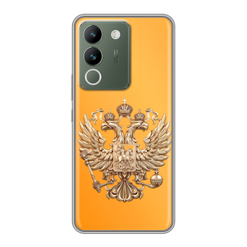 Силиконовый чехол на Vivo V29e с принтом Герб Флаг России