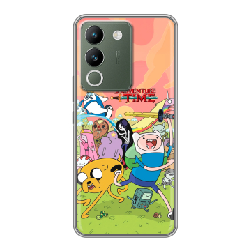 Силиконовый чехол на Vivo V29e с принтом Adventure time Время приключений