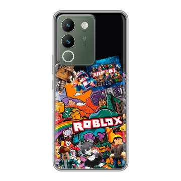 Силиконовый чехол на Vivo V29e с принтом Roblox Роблокс