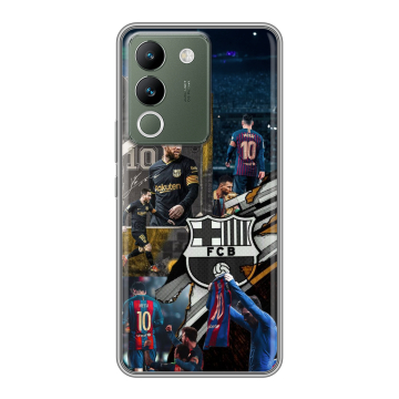 Силиконовый чехол на Vivo V29e с принтом Messi Barcelona