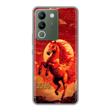 Силиконовый чехол на Vivo V29e с принтом Новый год
