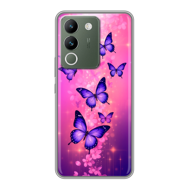 Силиконовый чехол на Vivo V29e с принтом Бабочки Силиконовый чехол на Vivo V29e с принтом Бабочки