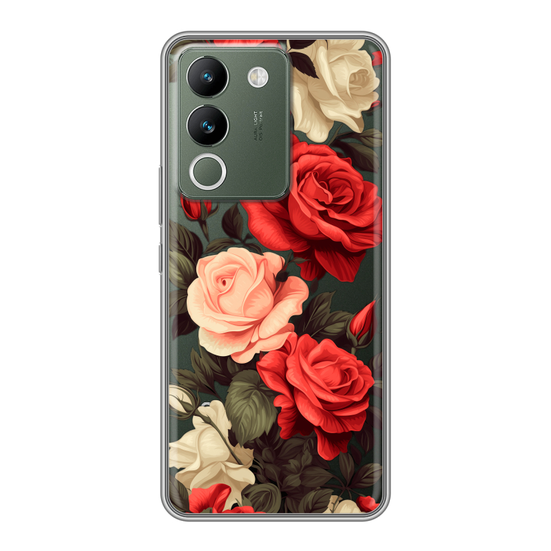 Силиконовый чехол на Vivo V29e с принтом Розы Силиконовый чехол на Vivo V29e с принтом Розы