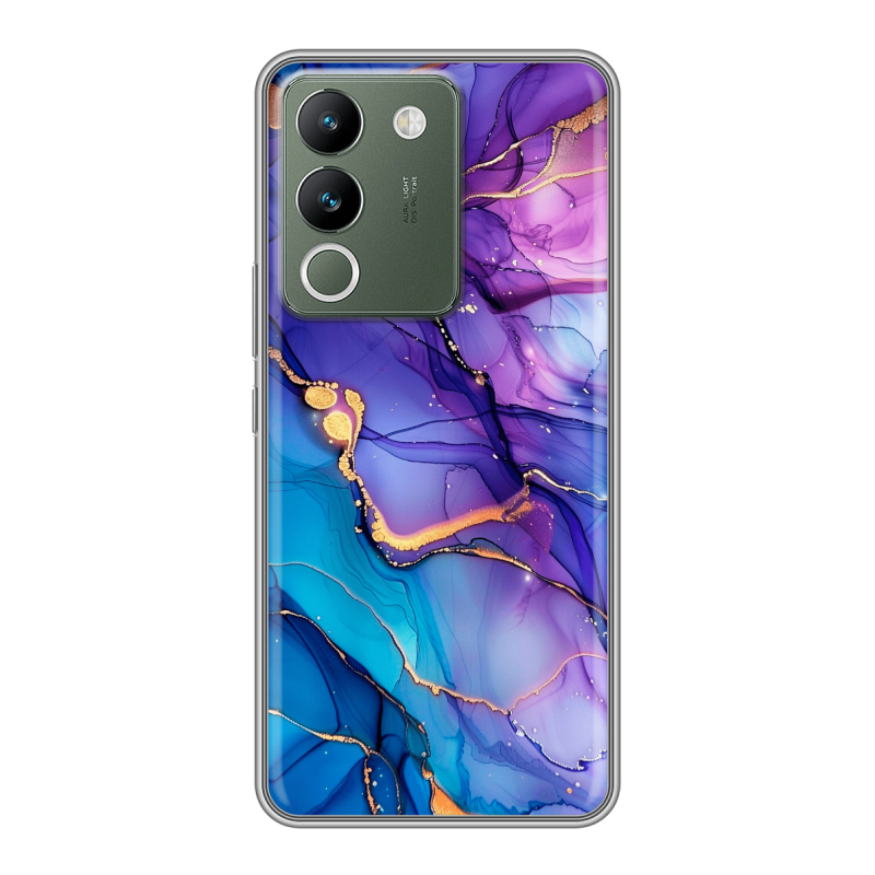 Силиконовый чехол на Vivo V29e с принтом синий мрамор Силиконовый чехол на Vivo V29e с принтом синий мрамор