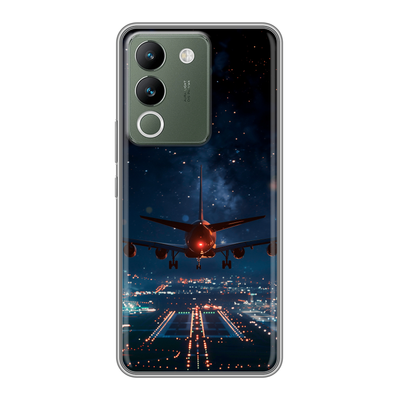 Силиконовый чехол на Vivo V29e с принтом самолет Силиконовый чехол на Vivo V29e с принтом самолет