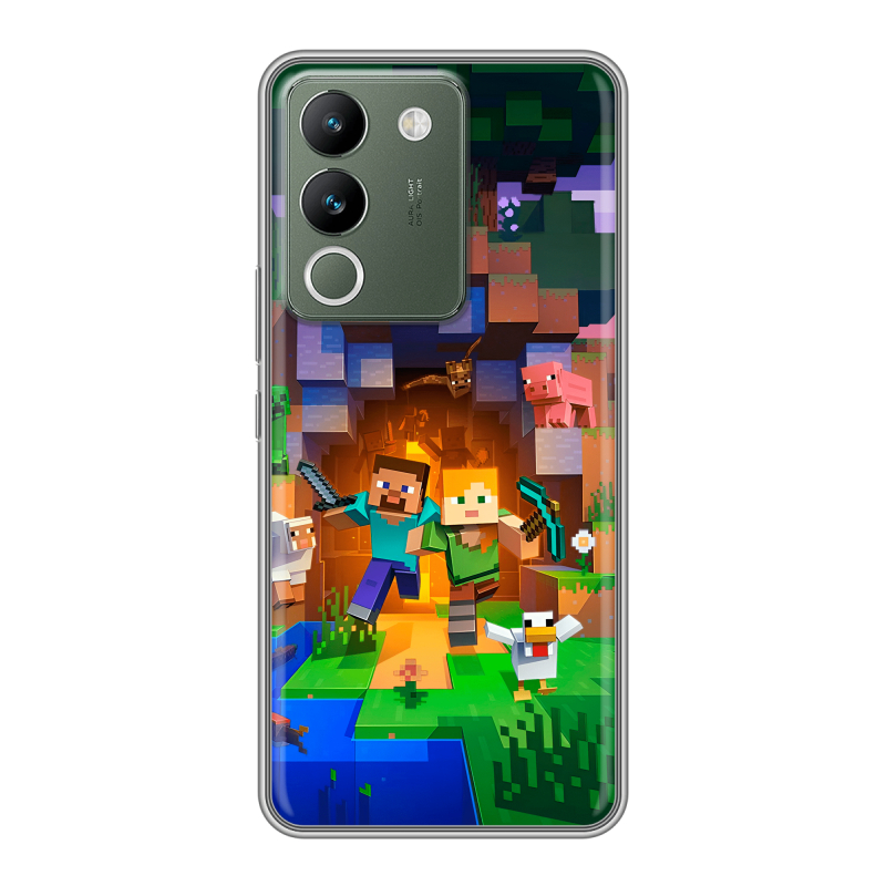 Силиконовый чехол на Vivo V29e с принтом Майнкрафт Minecraft Силиконовый чехол на Vivo V29e с принтом Майнкрафт Minecraft