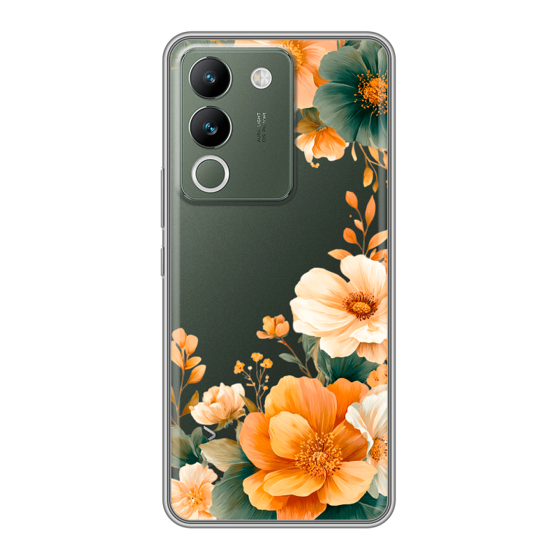 Силиконовый чехол на Vivo V29e с принтом Цветы принт Силиконовый чехол на Vivo V29e с принтом Цветы принт