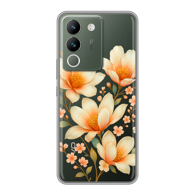 Силиконовый чехол на Vivo V29e с принтом Цветы Силиконовый чехол на Vivo V29e с принтом Цветы