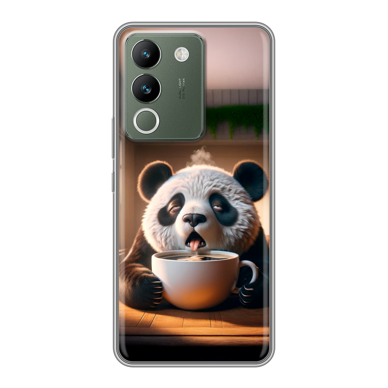 Силиконовый чехол на Vivo V29e с принтом смешная панда Силиконовый чехол на Vivo V29e с принтом смешная панда