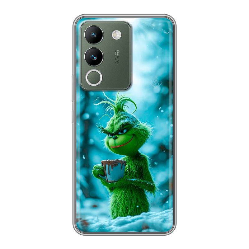 Силиконовый чехол на Vivo V29e с принтом Новый год гринч Силиконовый чехол на Vivo V29e с принтом Новый год гринч