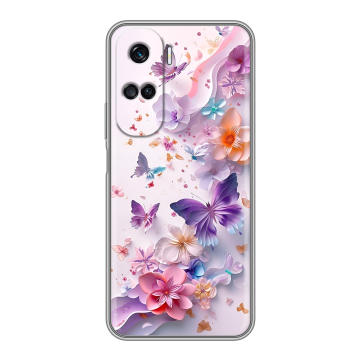 Силиконовый чехол на Huawei Honor 90 Lite с принтом цветы бабочки