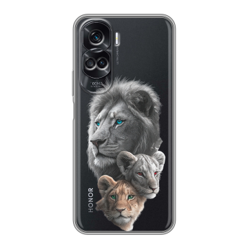 Силиконовый чехол на Huawei Honor 90 Lite с принтом Львы Силиконовый чехол на Huawei Honor 90 Lite с принтом Львы