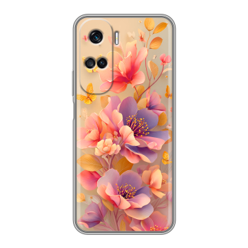 Силиконовый чехол на Huawei Honor 90 Lite с принтом Цветы и бабочки