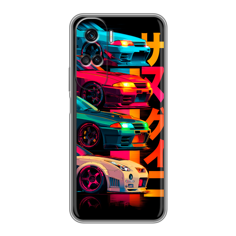 Силиконовый чехол на Huawei Honor 90 Lite с принтом Гоночные машины Силиконовый чехол на Huawei Honor 90 Lite с принтом Гоночные машины