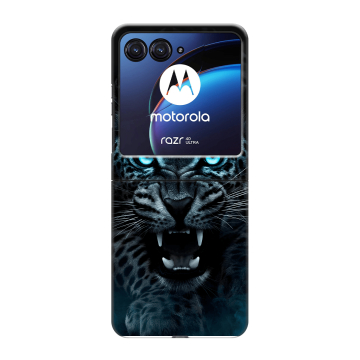 Пластиковый чехол на Motorola Razr 40 Ultra с принтом Темный леопард