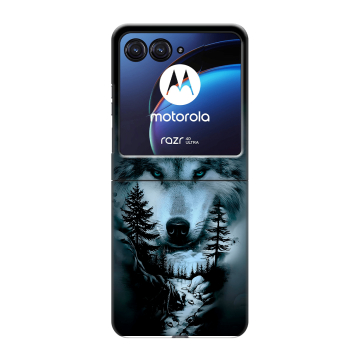 Пластиковый чехол на Motorola Razr 40 Ultra с принтом Лесной волк